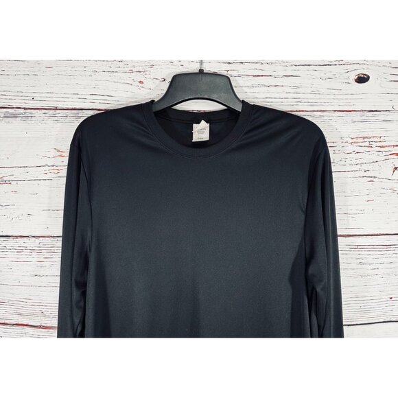 Hanes Sport Cool Dri Performance Black Long-Sleeve T-Shirt Size Large UPF 40 - Picture 4 of 8